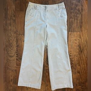 Loft “Ann” Flat Front Pants, Front Seam, Wide Leg, Light Grey, Size 8